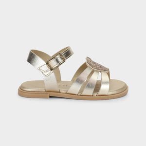 Sandália Infantil Bibi Shine Mini Dourada de Coração