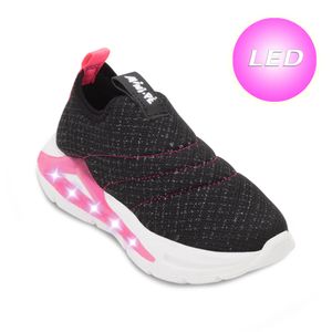 Tênis Slip On LED Mini Pé Infantil Preto