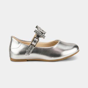 Sapatilha Infantil Bibi Ballerina Mini Prata com Laço