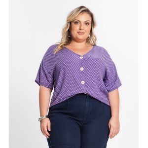Camisa Plus Size Secret Glam Estampada Feminina Roxa