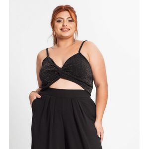 Blusa Cropped Plus Size Secret Glam Feminina Preto