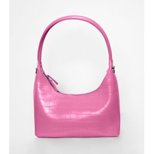 Bolsa Baguete Bela Gaia Croco Feminina Rosa