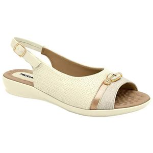 Sandália Anabella Piccadilly Feminino Off White e Dourado