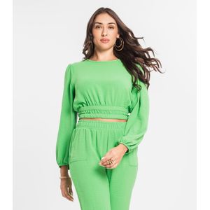 Blusa Manga Longa Endless Cropped Feminina Verde