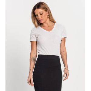 Blusa Manga Curta Kohmar Ribilinho Feminina Off White