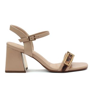 Sandália Salto Bebecê Detalhe Feminino Bege
