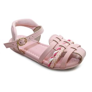 Sandália Flats Molekinha Rosa Tiras Trançadas Infantil Feminino