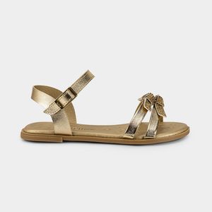 Sandália Infantil Bibi Shine Kids Dourada com Laço