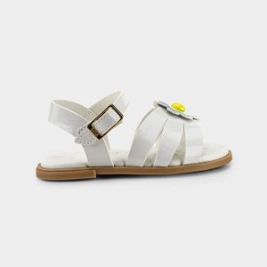 Sandália Infantil Bibi Shine Mini Branca de Flor
