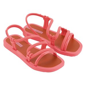 Sandália Flats Grendene Solar Rosa e Marrom Juvenil Feminina