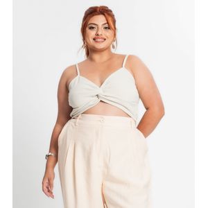 Blusa Cropped Plus Size Secret Glam Feminina Off White