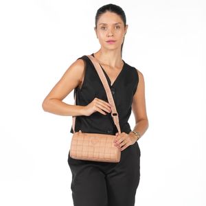 Bolsa Tiracolo Moleca Textura Tramada Nude Feminina