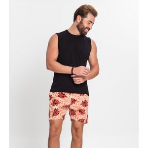 Shorts Rovitex Estampado Microfibra Masculino Laranja