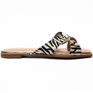 Rasteira Vizzano Tira Cruzada Zebra Fivela Feminino Animal Print