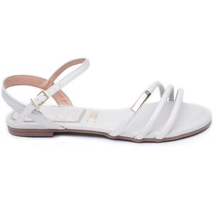 Sandália Rasteira Vizzano Texturizada Feminino Branco