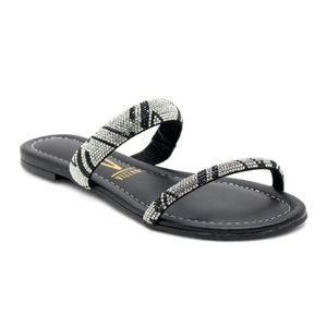 Rasteira Vizzano Strass Tira Pronta Feminino Preto