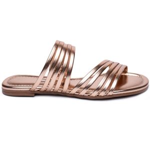 Rasteira Vizzano Multi Tiras Metalizada Feminino Dourado