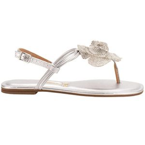 Sandália Rasteira Vizzano Flor Strass Feminino Prata