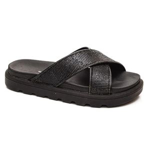 Tamanco Vizzano Flatform Tiras Cruzadas Strass Feminino Preto