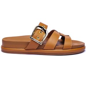 Tamanco Rasteira Vizzano Flatform Fivela Feminino Marrom
