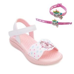 Sandália Kidy Fly Baby Branco e Rosa