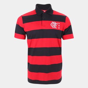 Camisa Polo Braziline Flamengo Control Masculino Preto e Vermelho