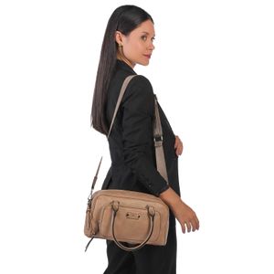 Bolsa WJ Feminina Baú Media Alça Gorgurão Bege