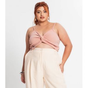 Blusa Cropped Plus Size Secret Glam Feminina Rosa