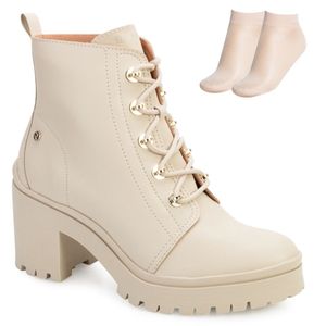 Bota Coturno Ramarim e Meia Bege
