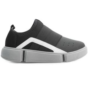 Slip On Infantil Molekinho Recortes Elástico Menino Preto e Cinza