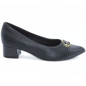 Sapato Piccadilly Salto Baixo Detalhe Feminino Preto