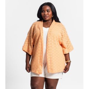 Kimono Plus Size Em Tricot Secret Glam Feminino Laranja