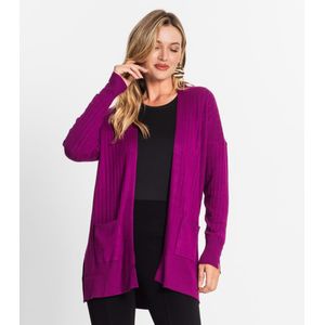 Cardigan Em Tricot Canelado Endless Feminino Roxo