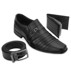 Kit Sapato Social Habat - Cinto e Carteira Masculino Preto