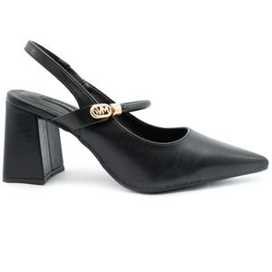 Scarpin Via Marte Salto Bloco Detalhe Feminino Preto