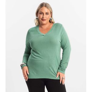 Blusa Manga Longa Visco Tricot Secret Glam Feminino Verde