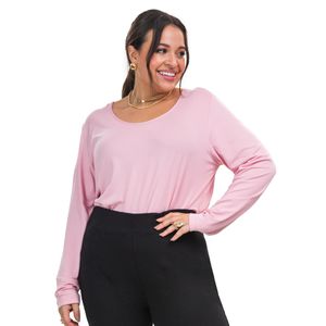 Blusa Manga Longa Viscotorcion Secret Glam Feminino Rosa