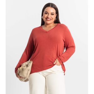 Blusa Manga Longa Secret Glam Básica Visco Tricot Feminina Telha