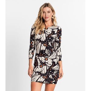 Vestido Manga 7/8 Em Ribana Canelada Endless Feminino Bege