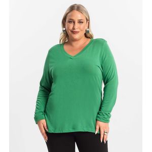 Blusa Manga Longa Secret Glam Básica Visco Tricot Feminina Verde