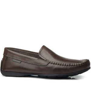 Mocassim Pegada em Couro Masculino Marrom