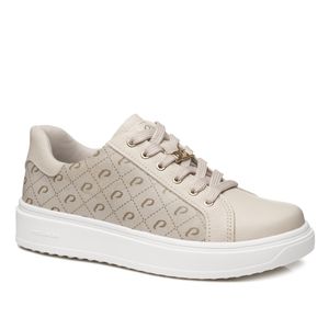 Tênis Casual Pegada em Couro Feminino Off White