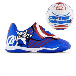 Kit Chuteira + Bola Infantil Futsal Dray Marvel Capitão América Marinho