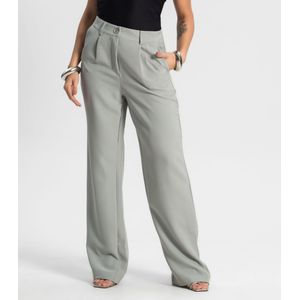 Calça Feminina Reta Em Alfaiataria Style Box Cinza