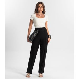 Calça Feminina Reta Alfaiataria Style Box Preta
