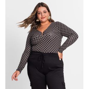 Blusa Feminina Manga Longa Plus Size Secret Glam Preto