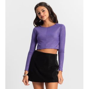 Blusa Cropped Juvenil Manga Longa Minty Roxo
