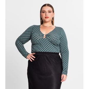 Blusa Feminina Manga Longa Plus Size Secret Glam Verde
