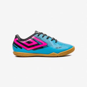 Chuteira Futsal Umbro Action Jr Menino Azul e Rosa