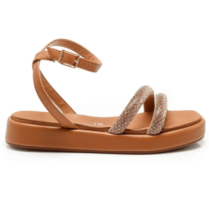 Sandalia Papete Camel Vizzano Cristal Feminina